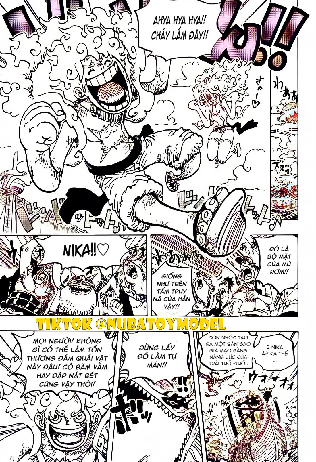 Trên bờ biển, luffy và bonney đang phấn khích vì sự biến đổi thành nika của bonney. Hải quân bị sốc khi thấy Luffy giờ trông giống như tấm áp phích truy nã hiện tại của anh ấy, trong khi những Người khổng lồ đang nhảy múa và ca hát. Mars gọi sự biến đổi của Bonney là sự bắt chước sức mạnh Trái ác quỷ của cô ấy , vì vậy anh ấy không hề bị đe dọa. Khi bắn một luồng năng lượng vào những người khổng lồ một lần nữa. Anh ta nói với bạn bè của mình rằng đám quái vậy này không thể bị tổn thương về mặt thể chất, vì vậy họ cần phải đánh anh ta ra xa